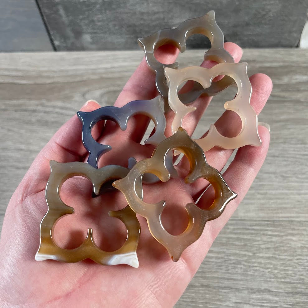 agate stone boho shaped clover pendant for crystal and gemstone jewelry
