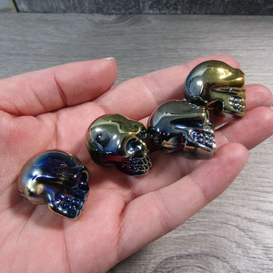 Aura Electroplated Glass Skulls