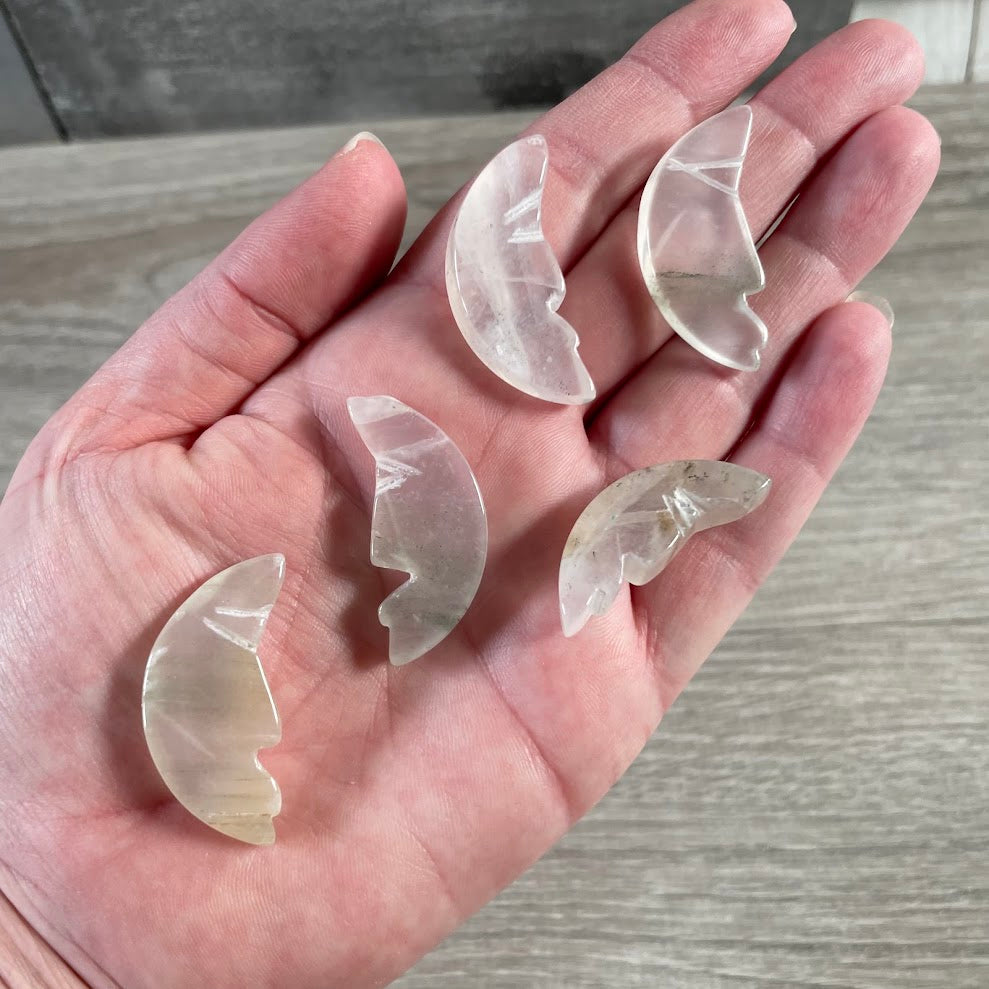 Hand carved gemstone moon face from Brazil for wholesale crystal retailers