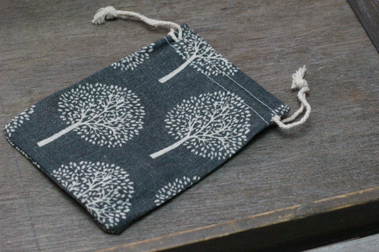 Grey Tree Burlap Gift Gemstone Pouch 5.25 x 3.75 Inches