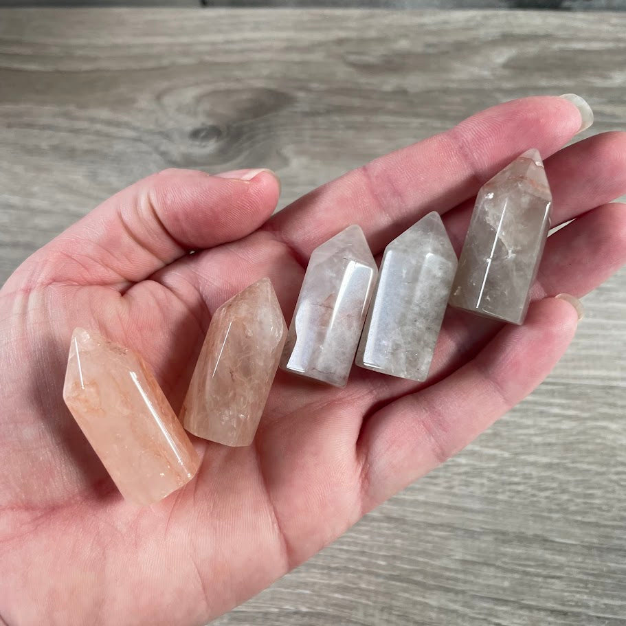 Bulk hematoid quartz gemstone obelisks for crystal shops and metaphysical retailers