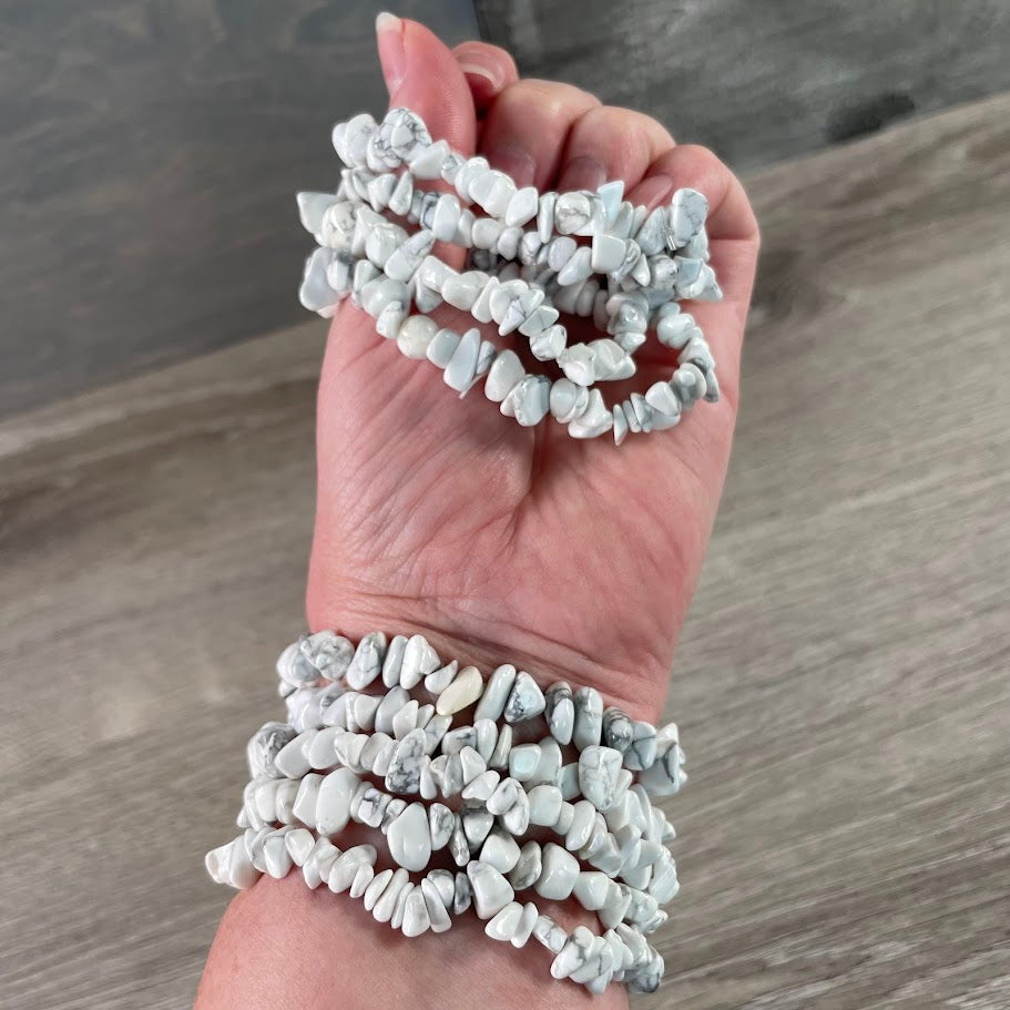Bulk howlite assorted gemstone chip jewelry for metaphysical shops and crystal boutiques