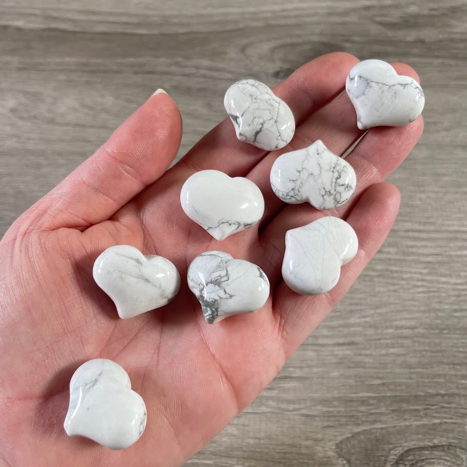 small crystal howlite hearts for Valentine’s Day gifts and keepsakes