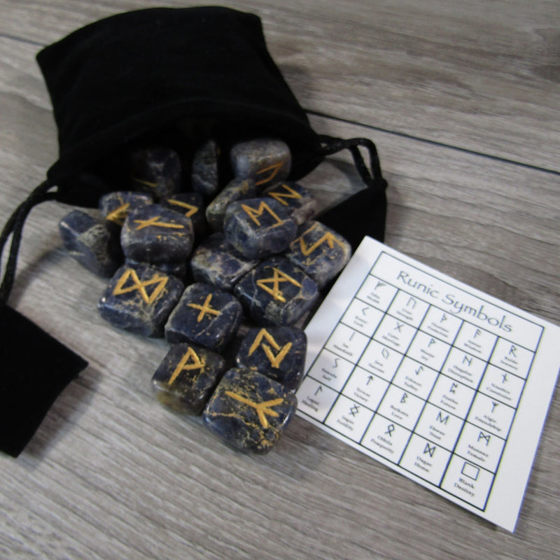 Gemstone Rune Kit with Bag and Description Card