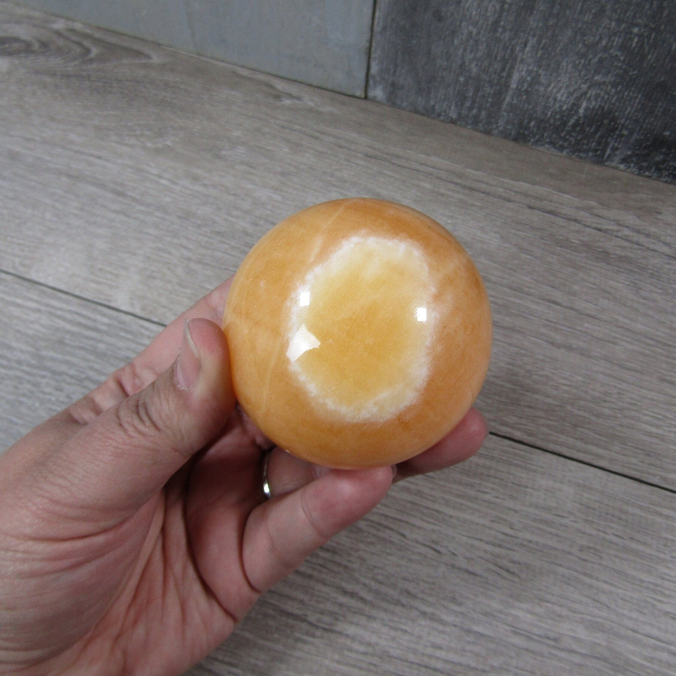 Orange Calcite Sphere Large Display Size