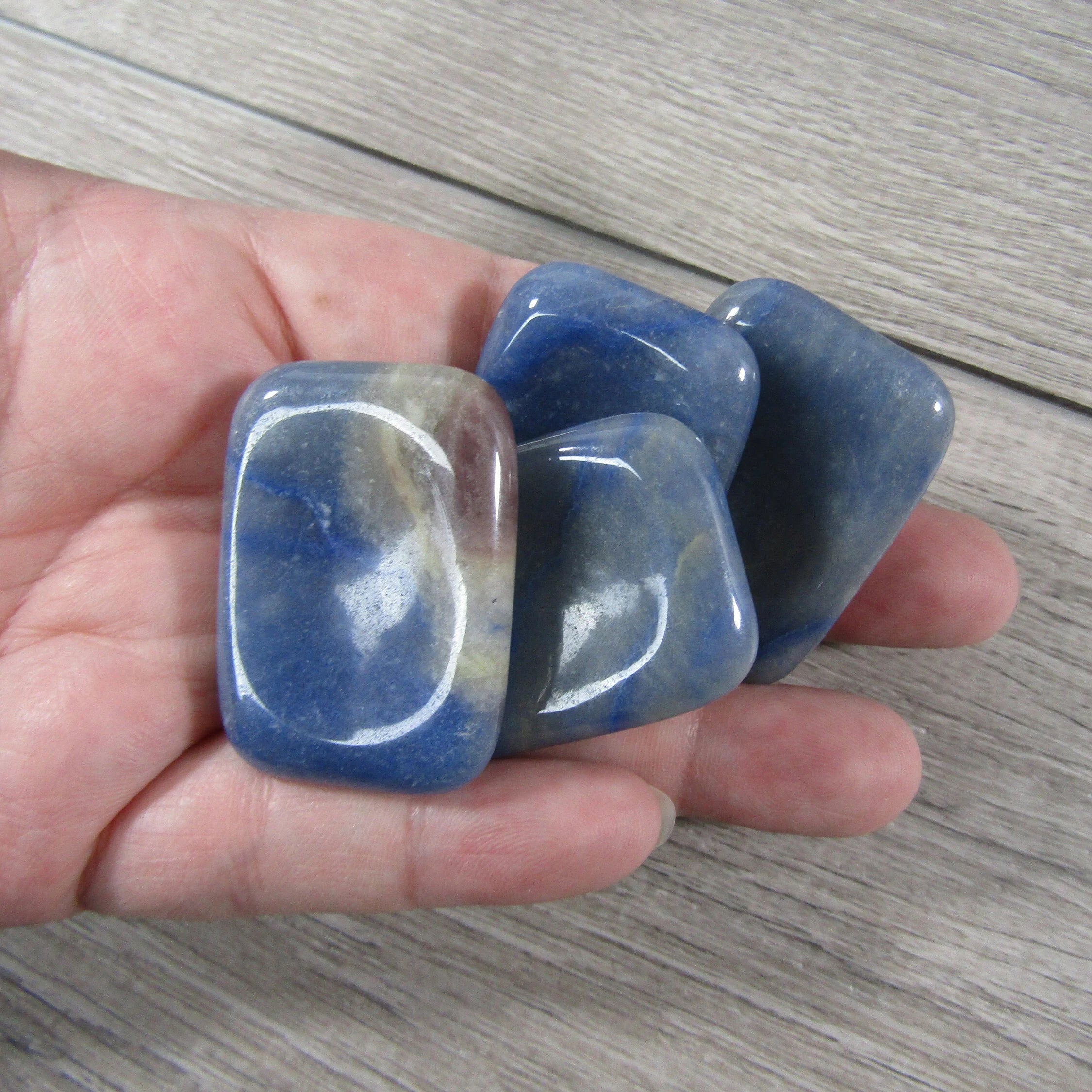 Blue Quartz rectangle worry stone for calming communication