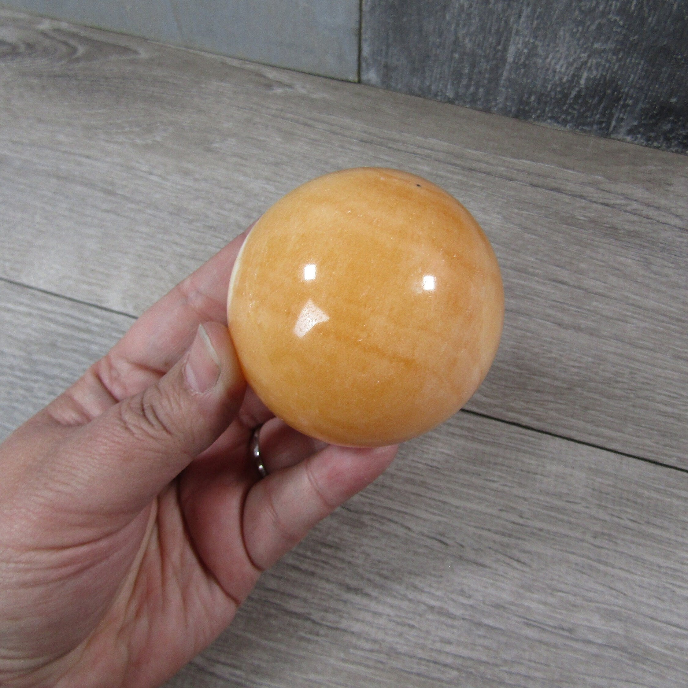 Orange Calcite Sphere Large Display Size