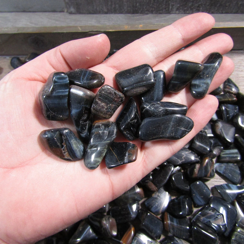 Hawks Eye, Blue Tiger Eye Tumbled Stones sold by the 1 Pound Bag