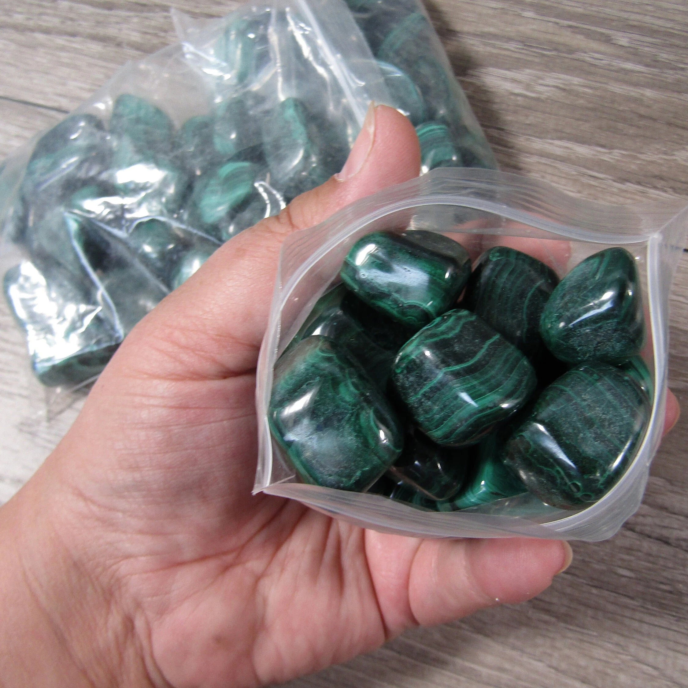 Malachite Tumbled Stones Sold by the 1 Pound