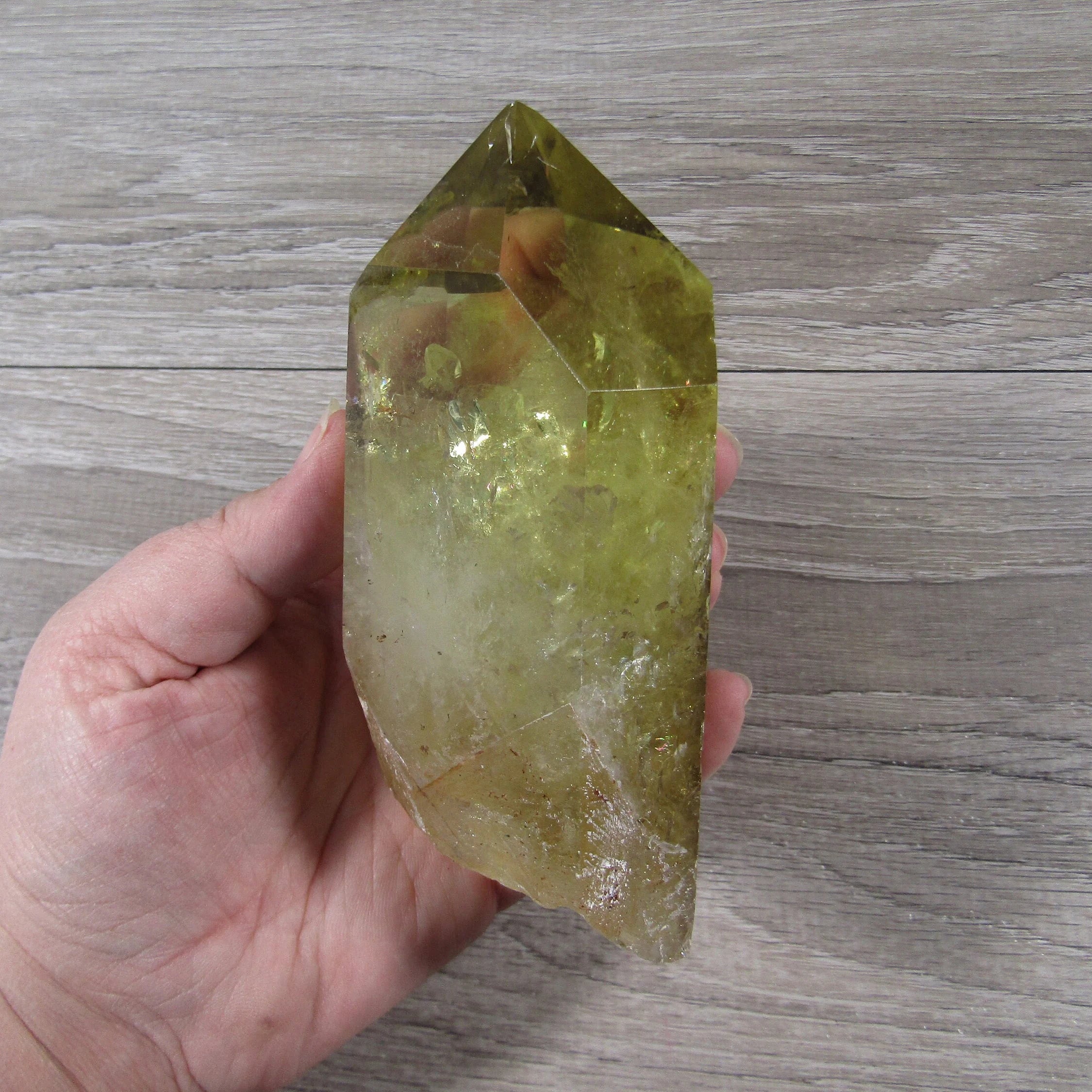 Lemon Quartz Points Large Display Size