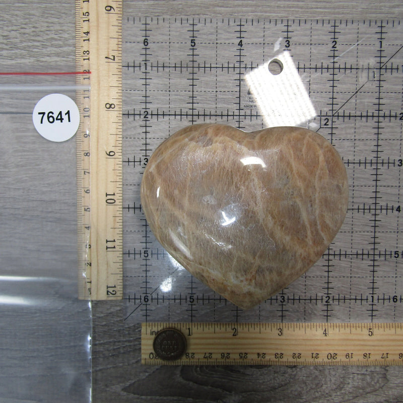 Peach Moonstone Heart Large Display Size