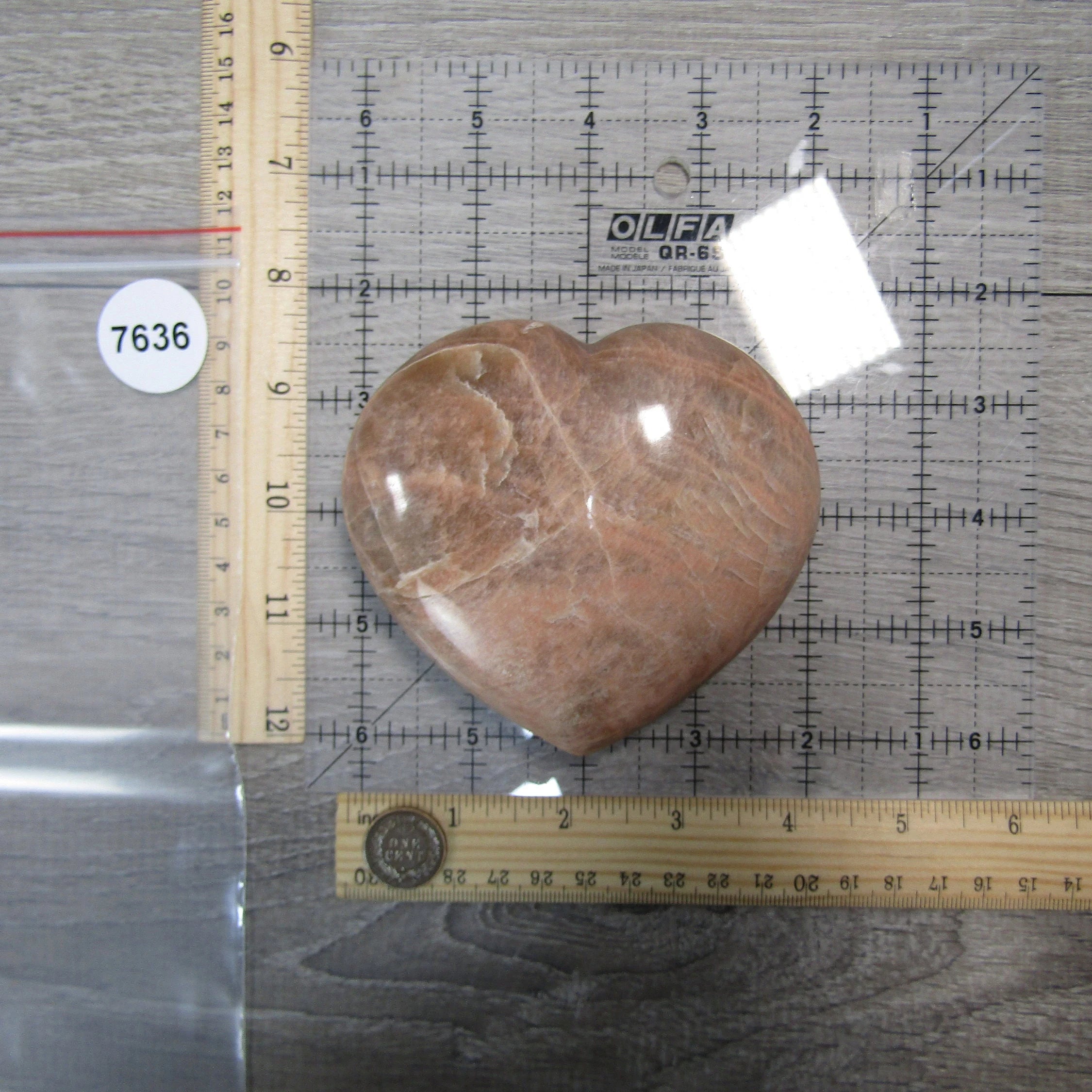 Peach Moonstone Heart Large Display Size