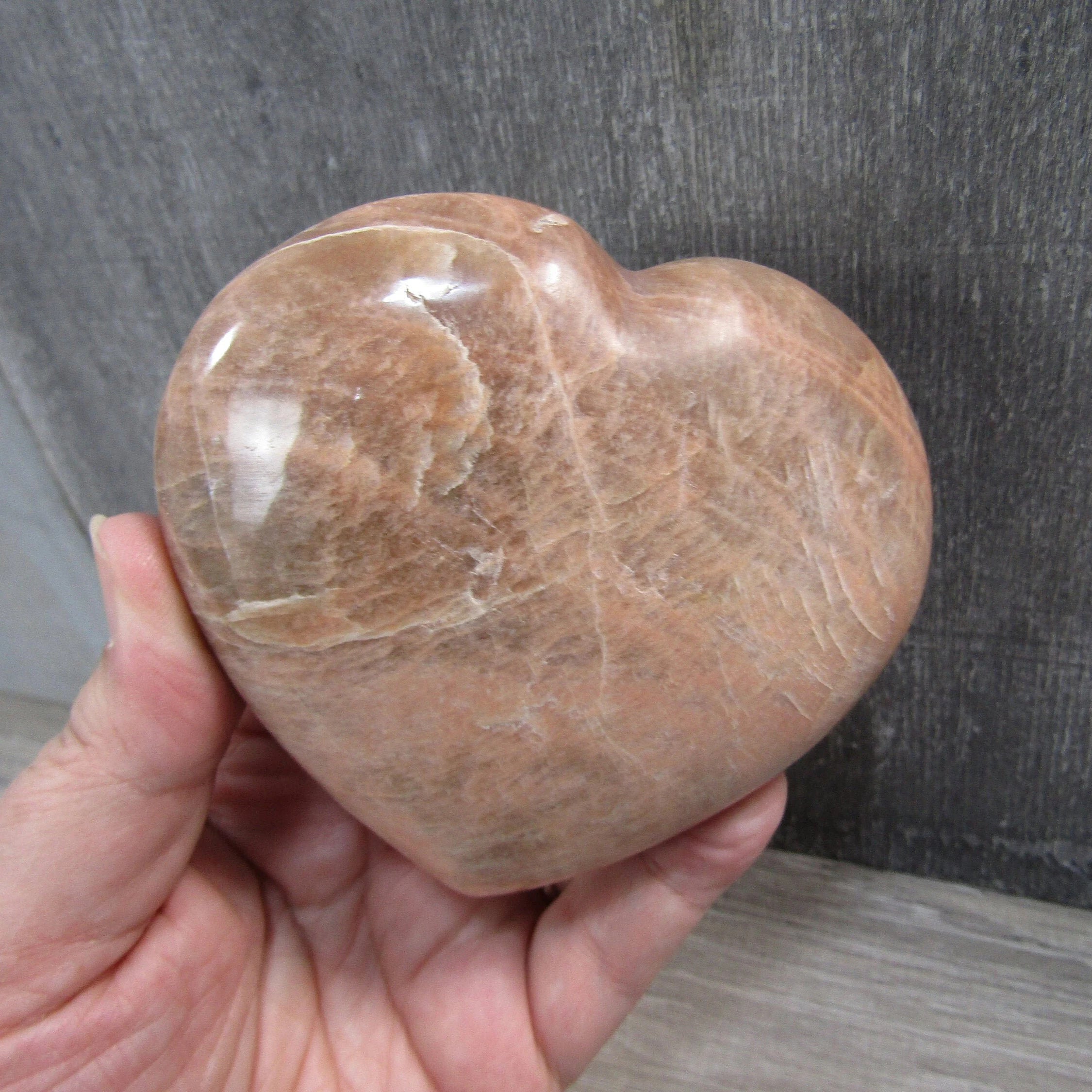 Peach Moonstone Heart Large Display Size