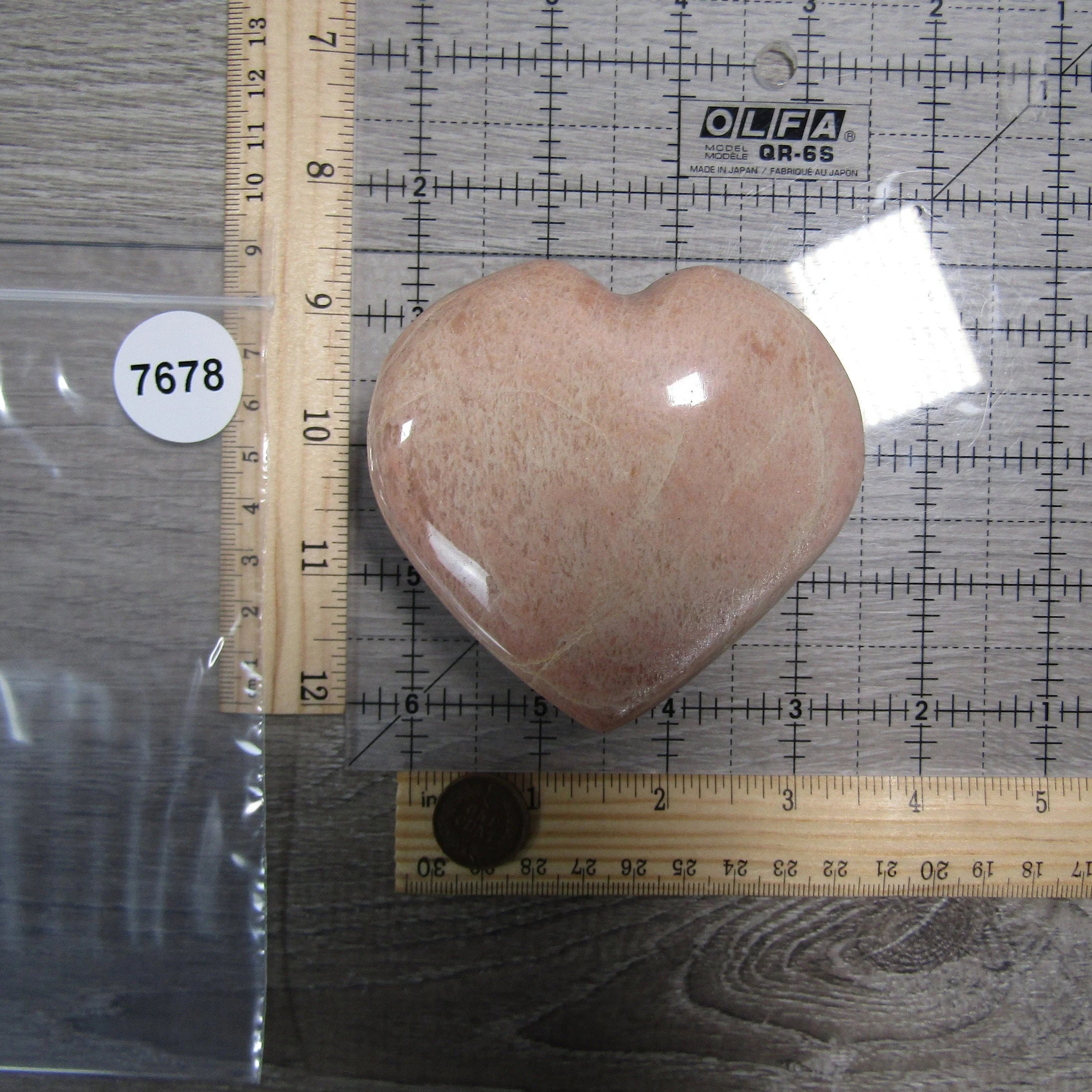 Peach Moonstone Heart Large Display Size