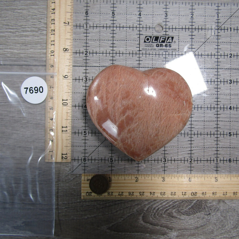 Peach Moonstone Heart Large Display Size