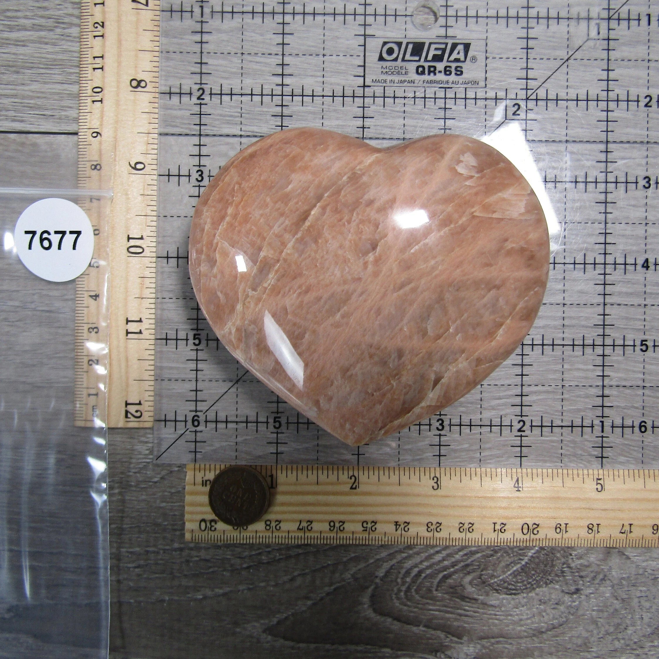 Peach Moonstone Heart Large Display Size