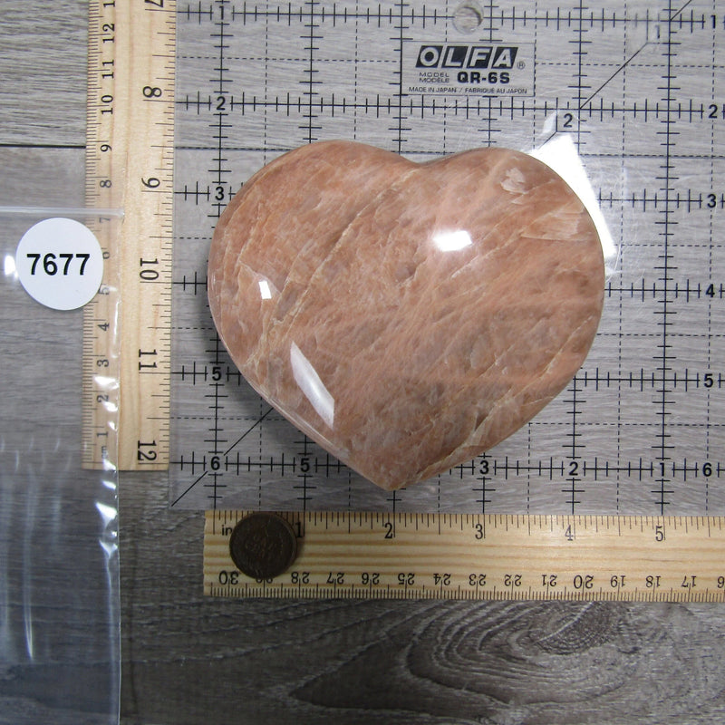 Peach Moonstone Heart Large Display Size