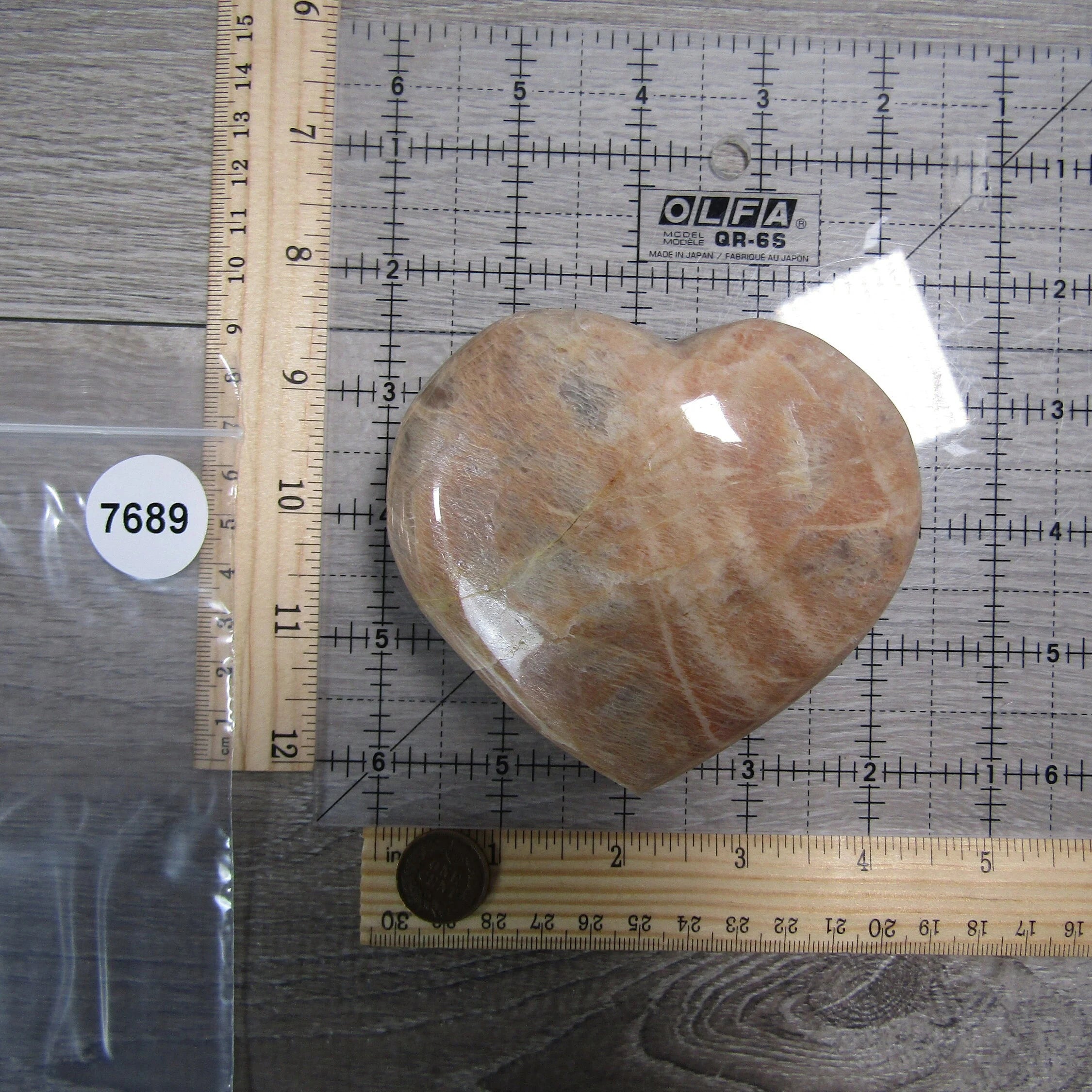 Peach Moonstone Heart Large Display Size