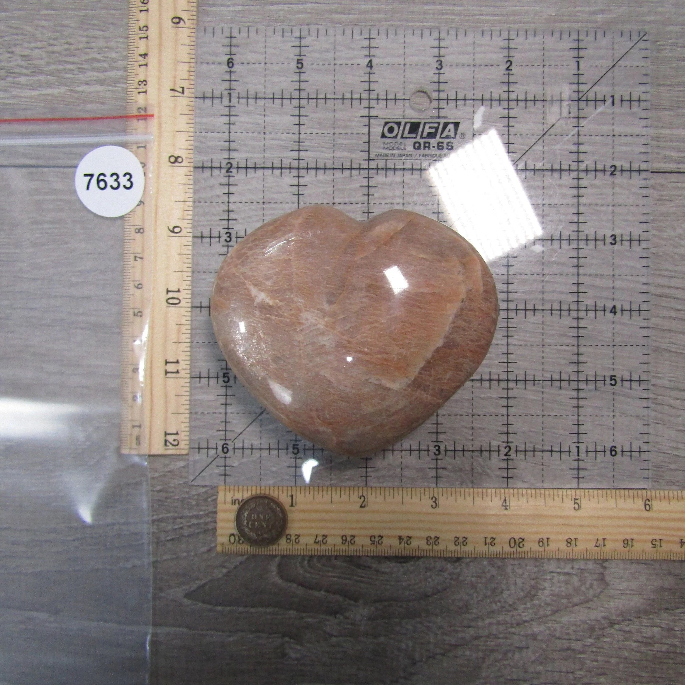 Peach Moonstone Heart Large Display Size