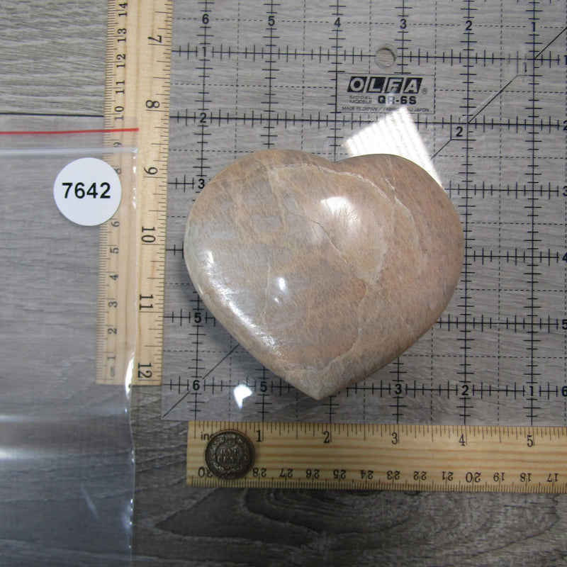 Peach Moonstone Heart Large Display Size