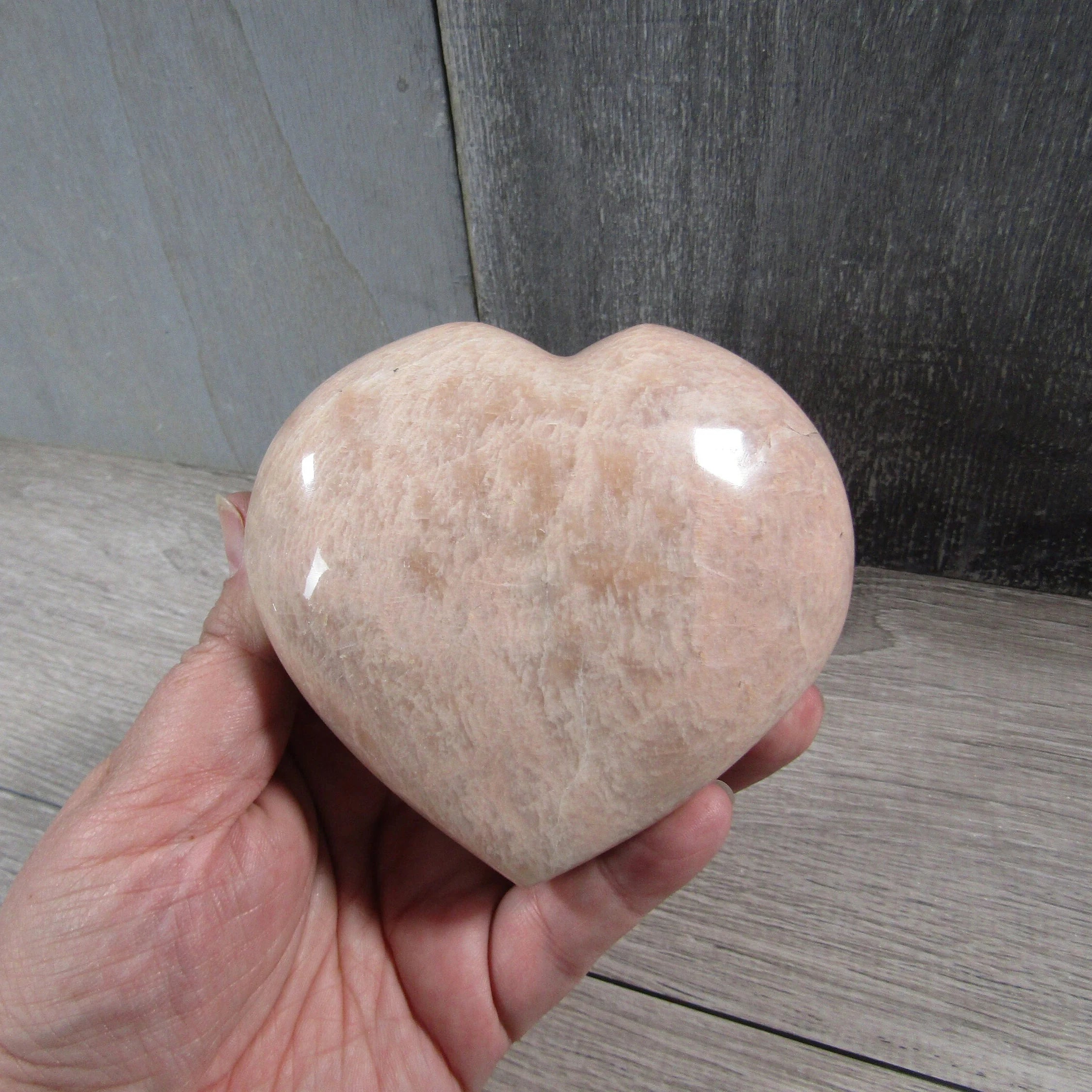 Peach Moonstone Heart Large Display Size