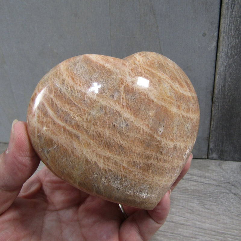 Peach Moonstone Heart Large Display Size