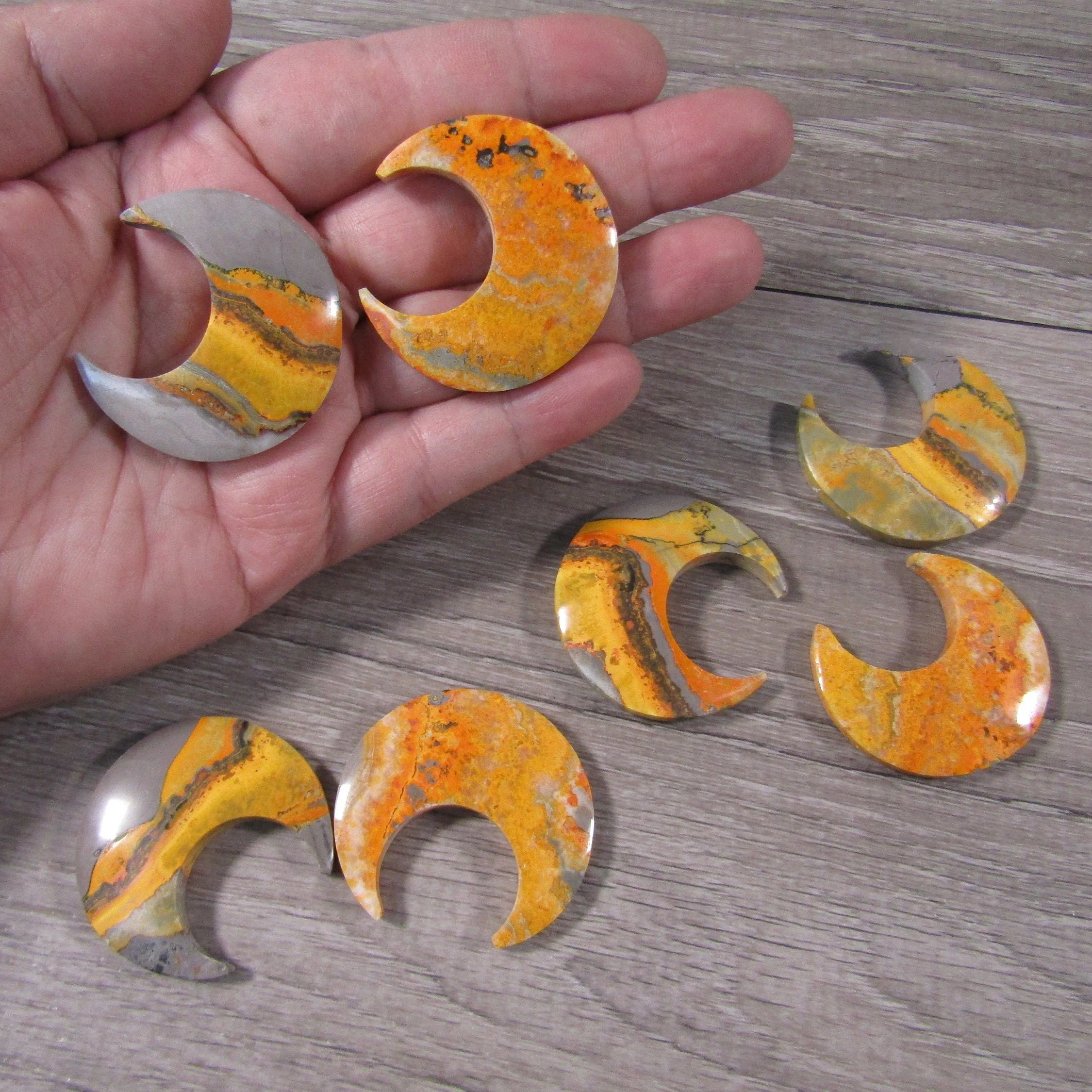 Unique Bumble Bee Jasper Crescent Moon wholesale