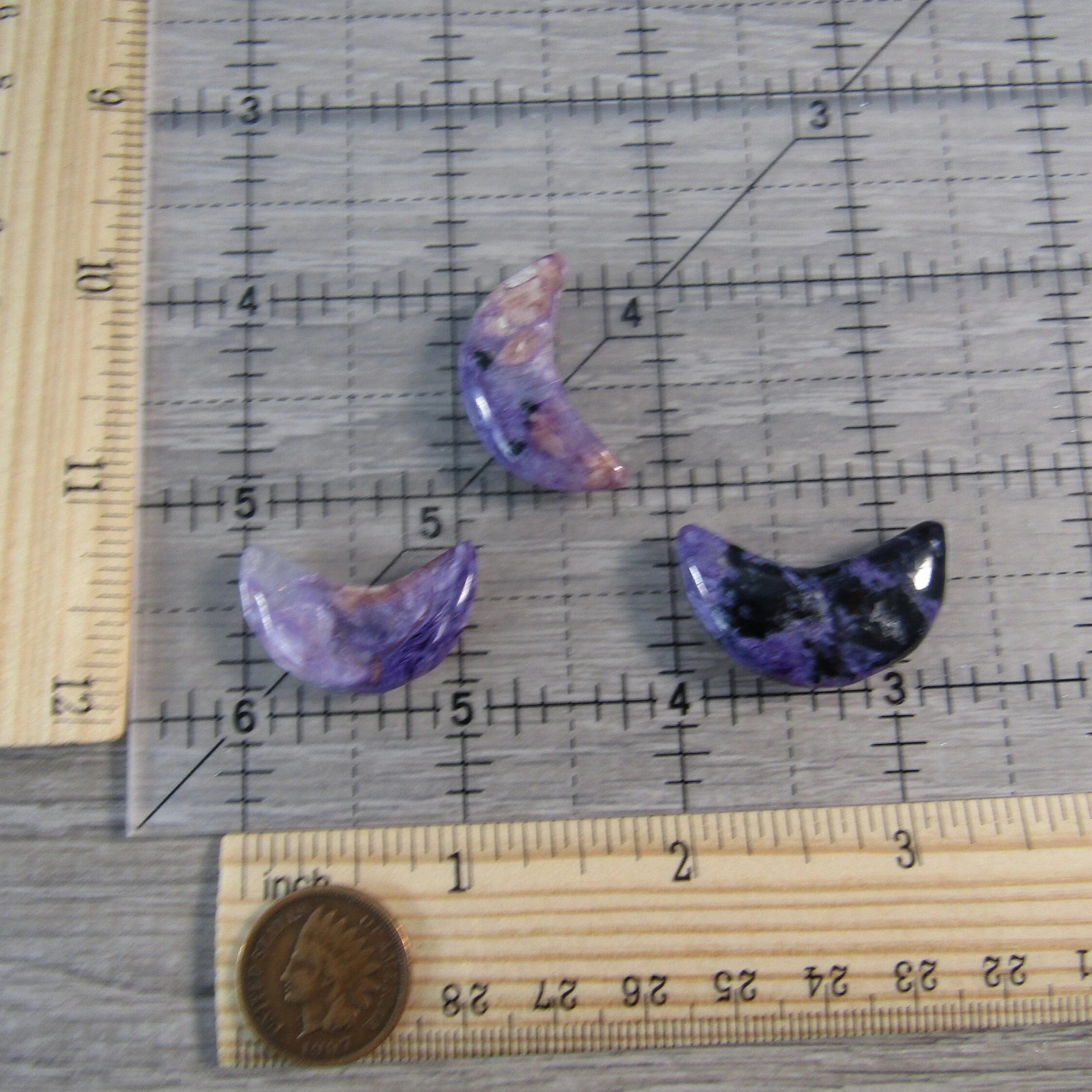 Charoite Crescent Moon Carving – Natural Russian Crystal