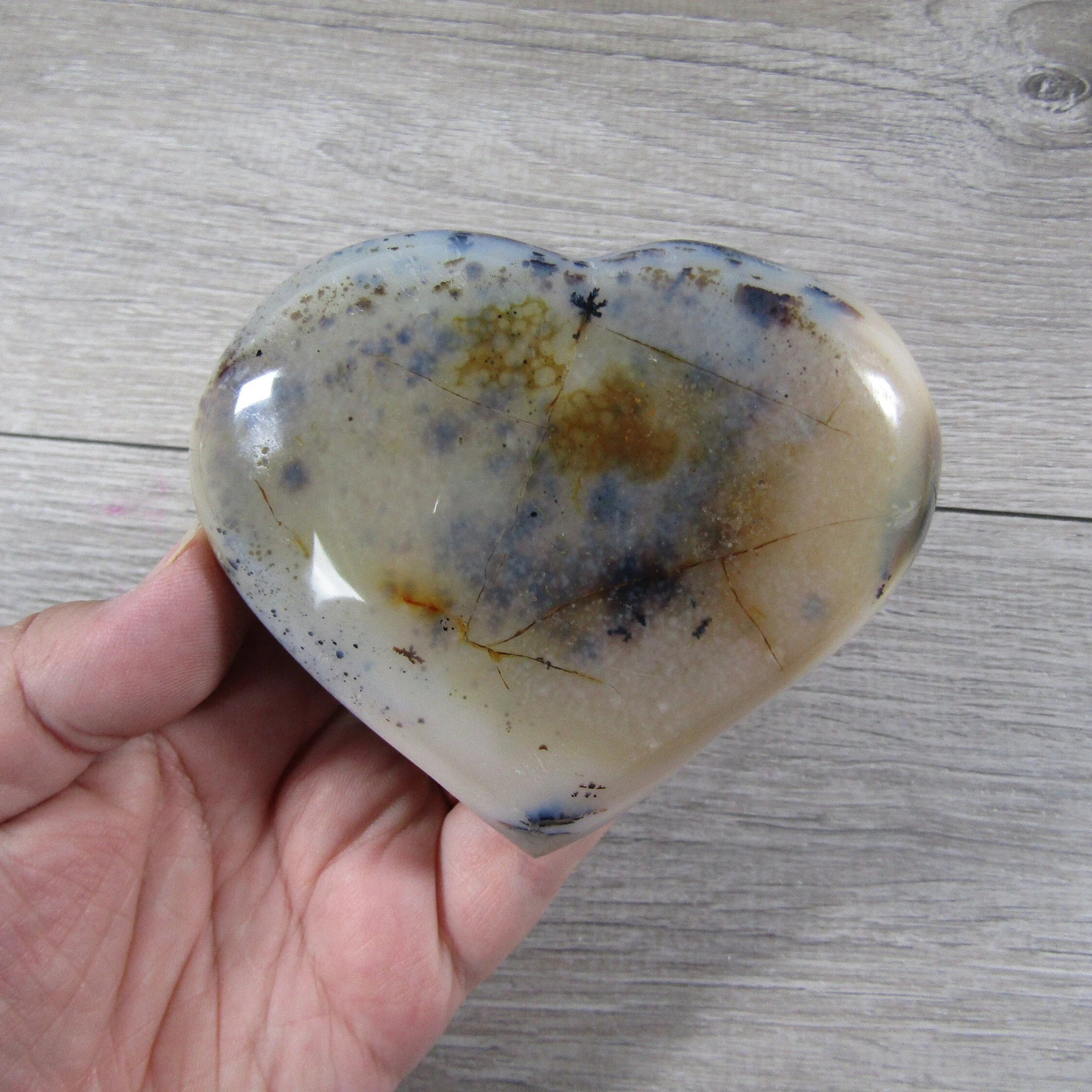 Dendritic Agate/Opal Heart Large Display Size