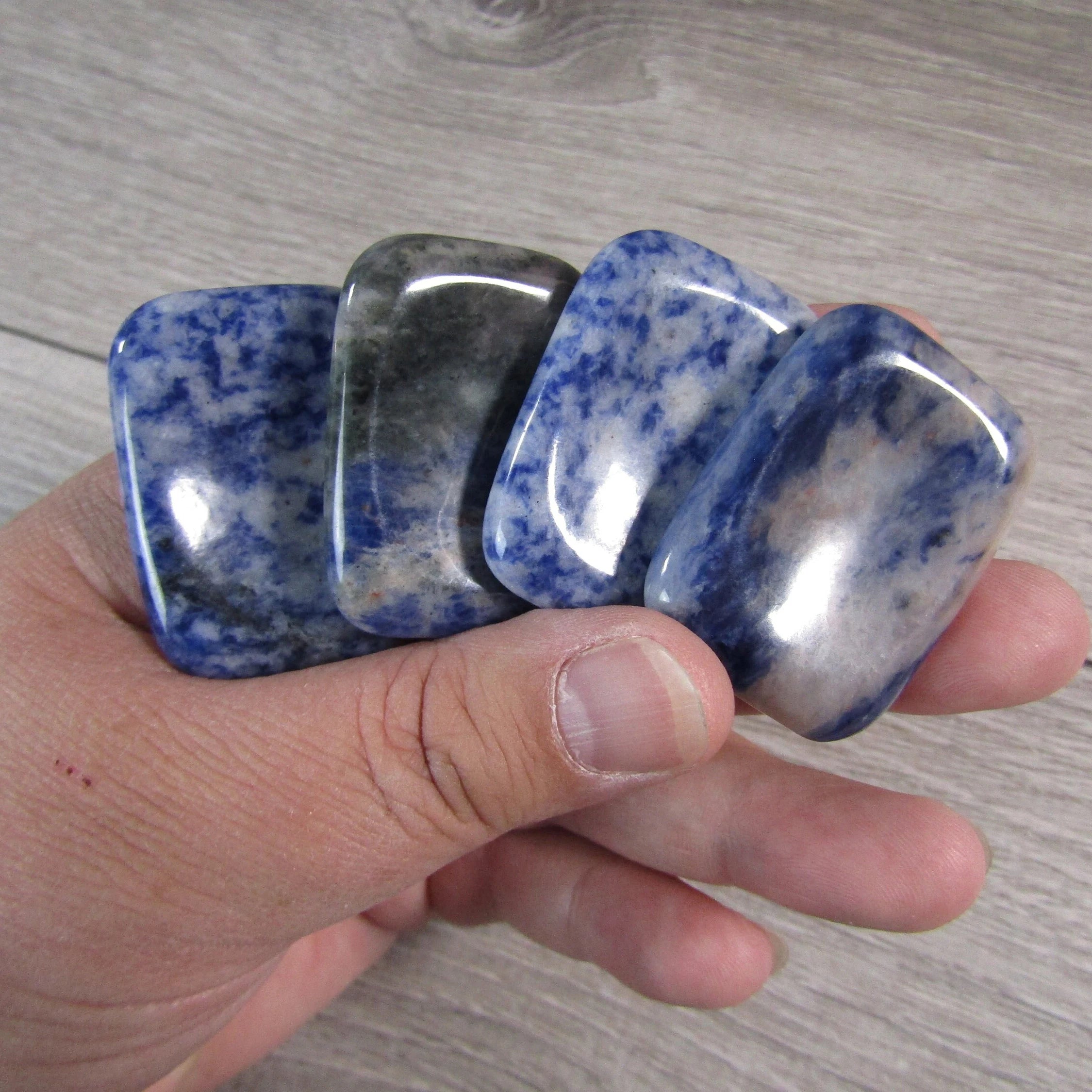 Sodalite rectangle worry stone for calm and clarity