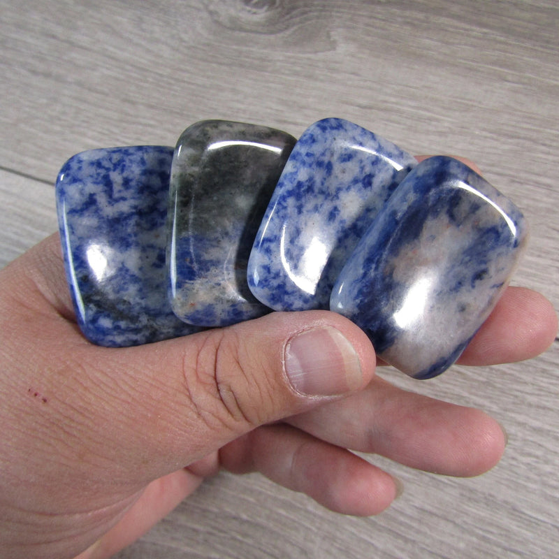 Sodalite rectangle worry stone for calm and clarity