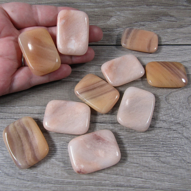 peach jade worry stones for acceptance