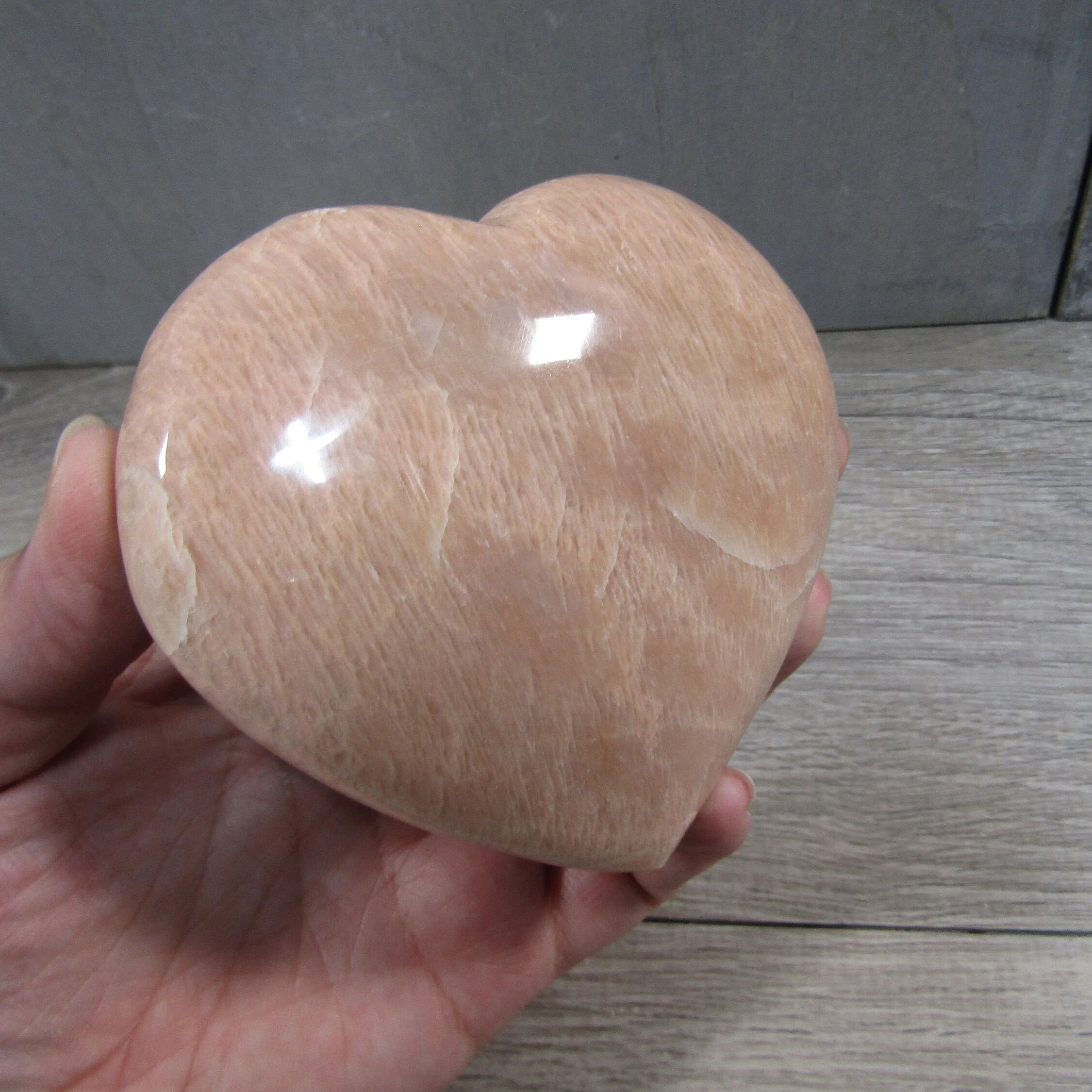 Peach Moonstone Heart Large Display Size