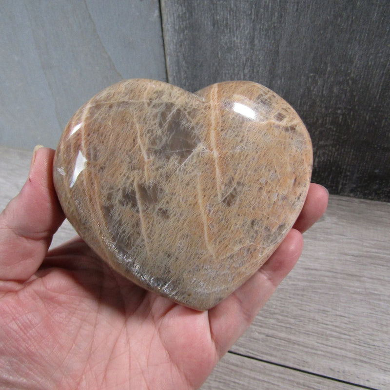 Peach Moonstone Heart Large Display Size