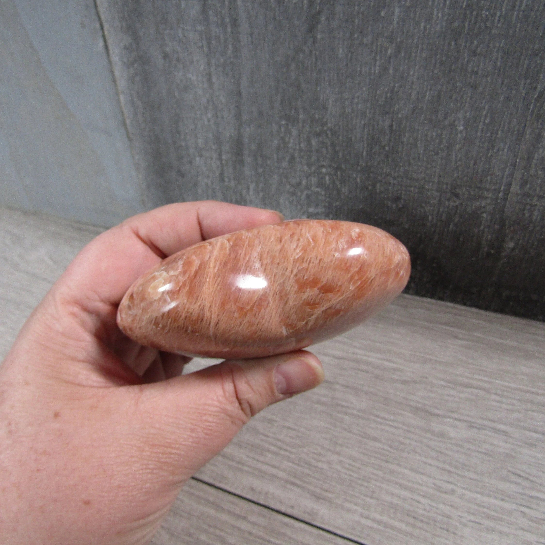 Peach Moonstone Heart Large Display Size