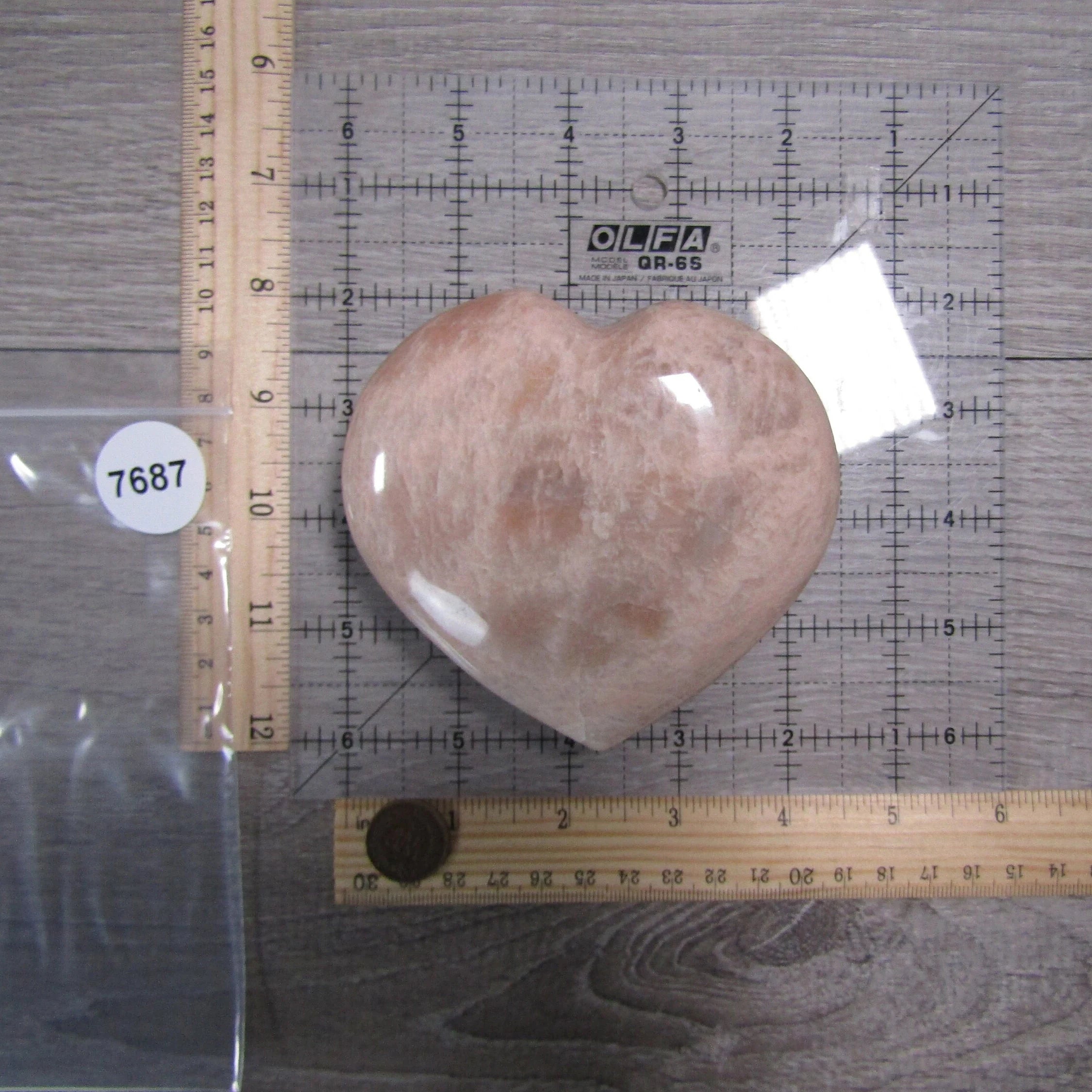 Peach Moonstone Heart Large Display Size