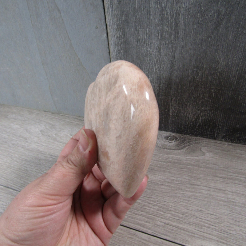 Peach Moonstone Heart Large Display Size