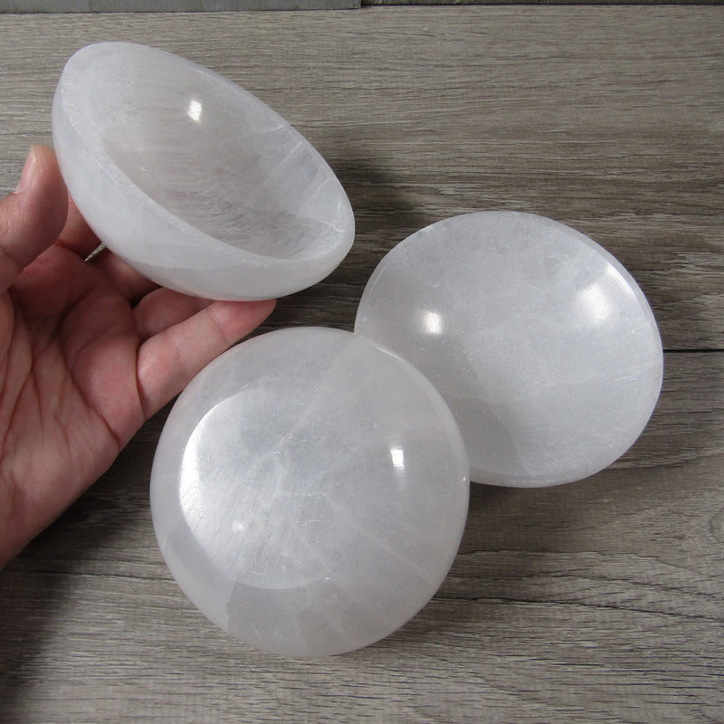 selenite crystal bowl round