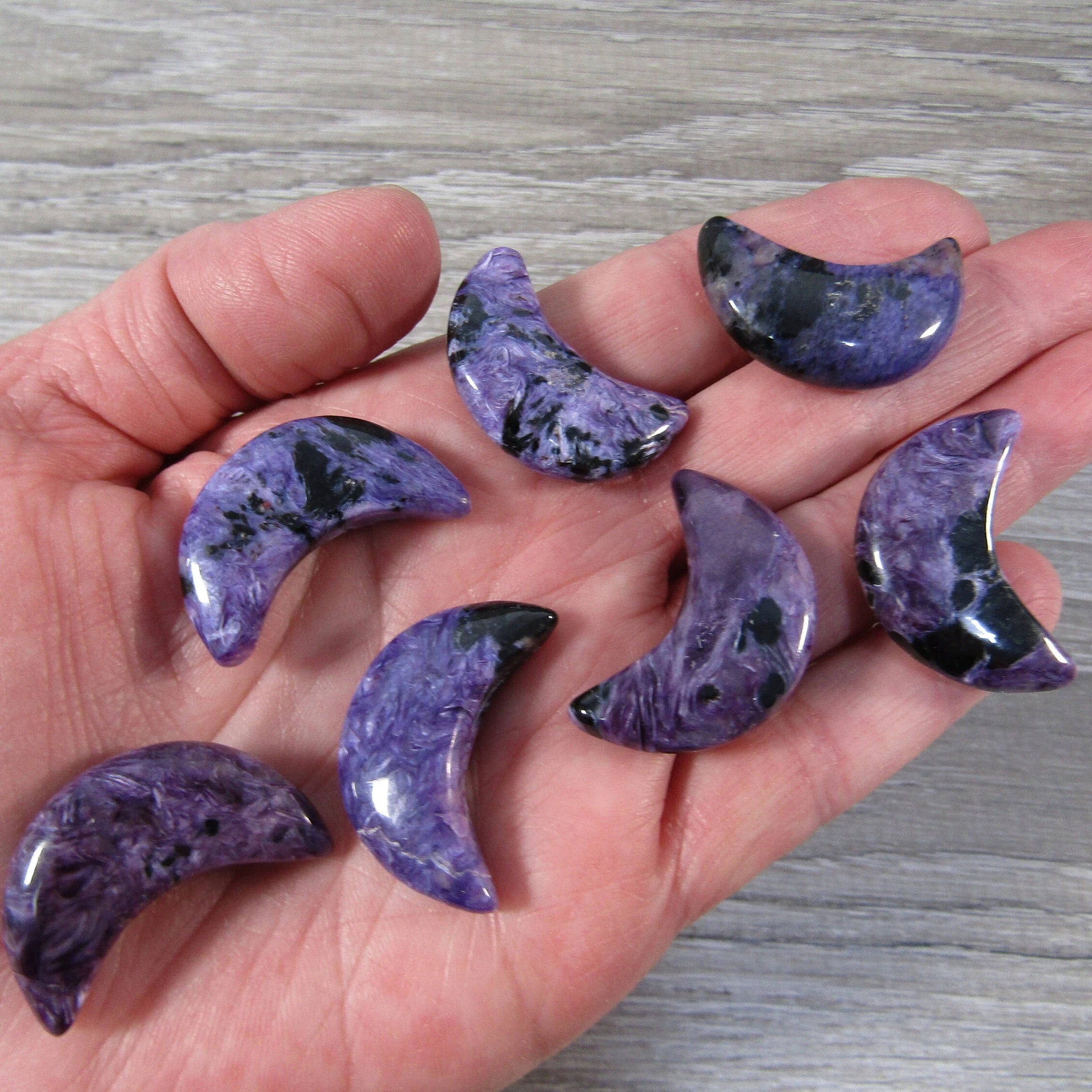 Charoite Crescent Moon - Healing Crystal for Meditation