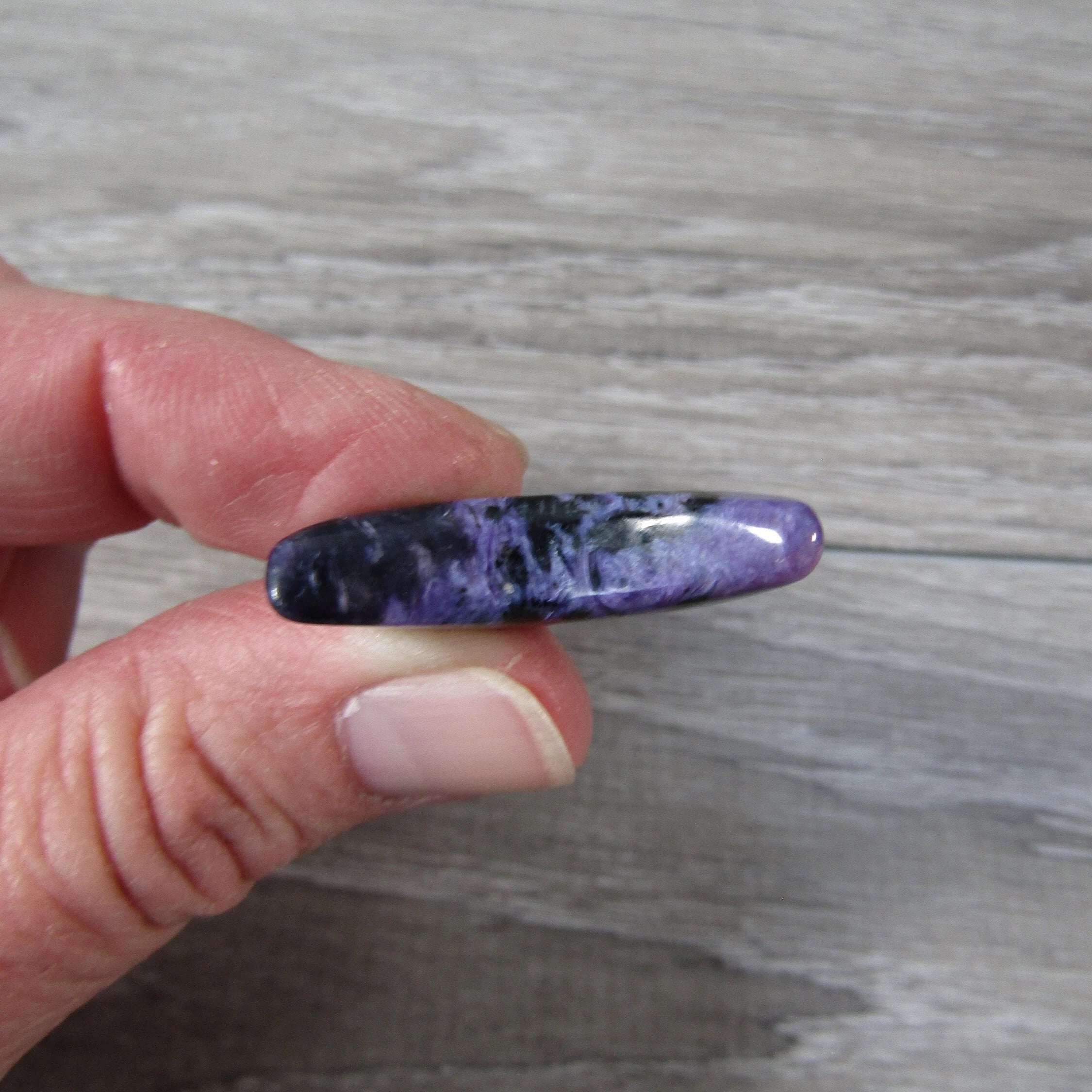 Charoite Crescent Moon Carving – Natural Russian Crystal