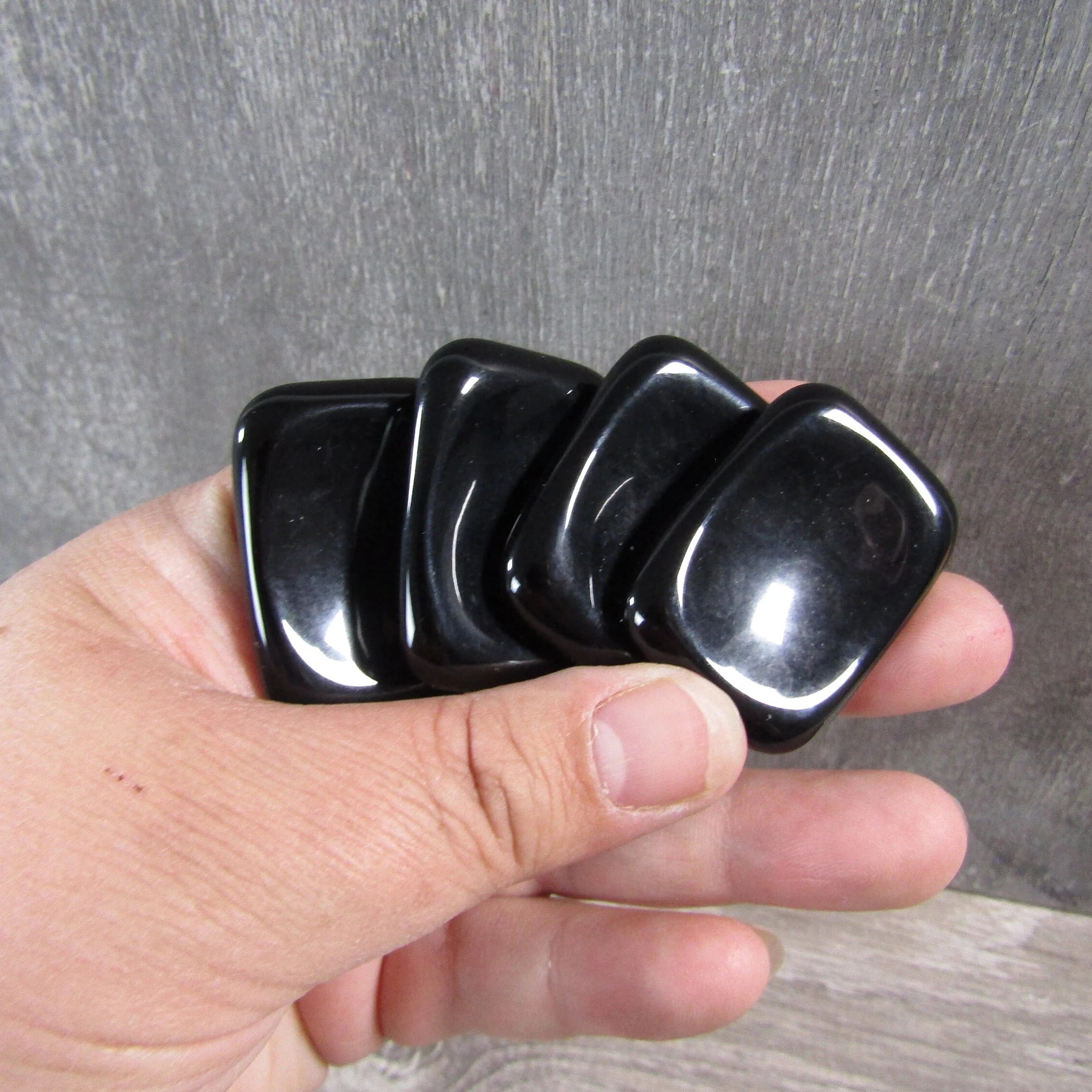 Obsidian rectangle worry stone for protection