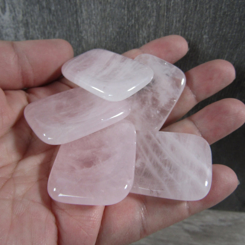 Rectangle-shaped rose quartz worry stones for anxiety relief