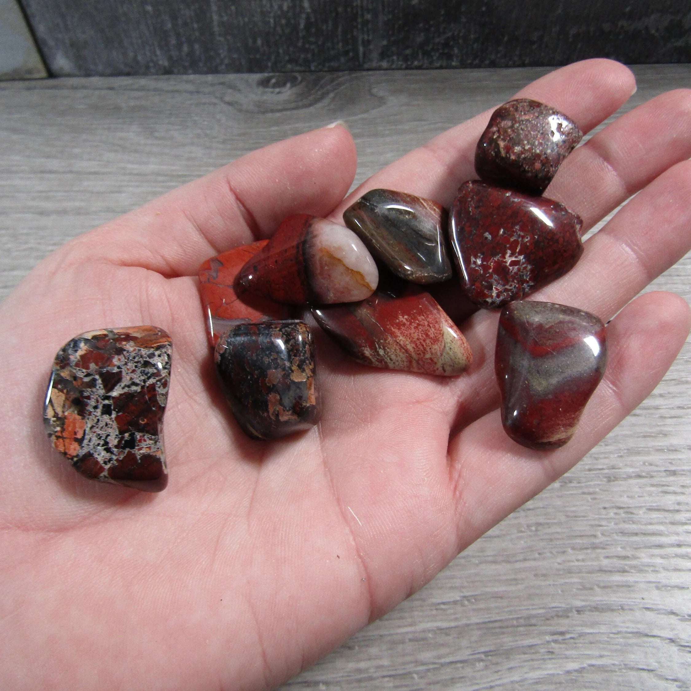 Pound of brecciated red jasper stones ready for wholesale orders and bulk resale