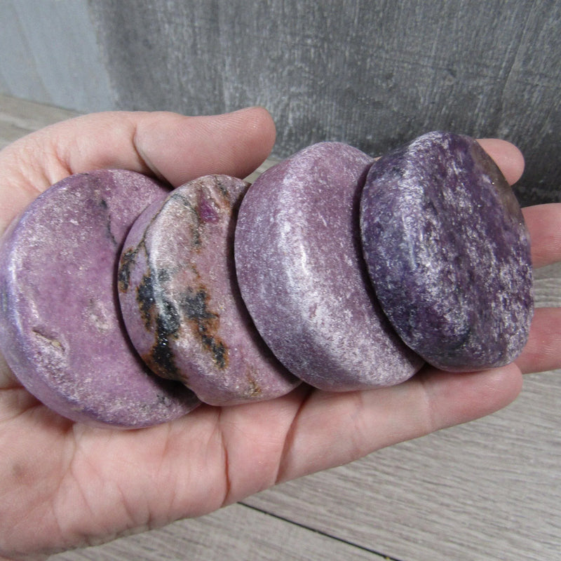 lepidolite large disks for crystal grids and meditation setups