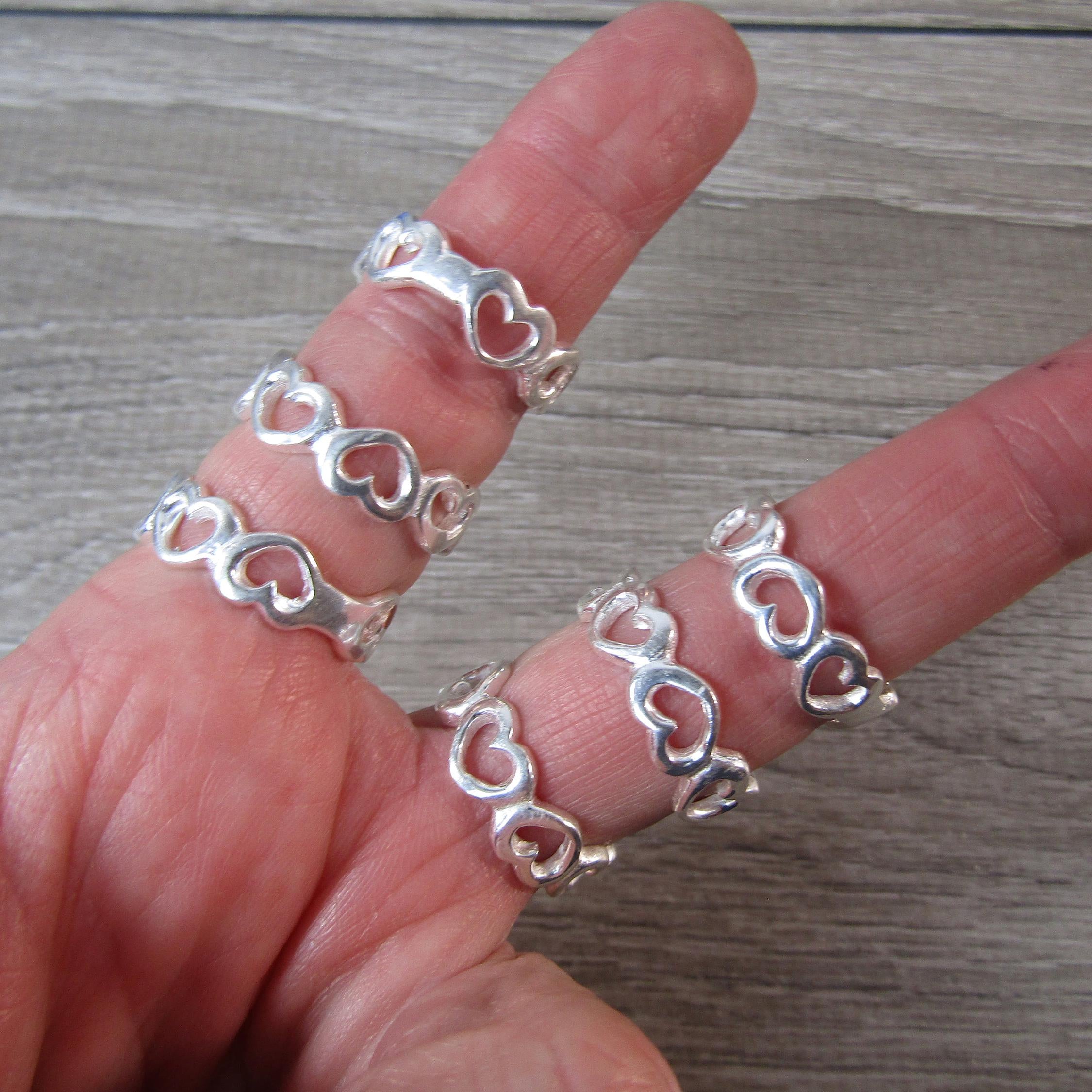 Sterling Silver Heart Style Rings