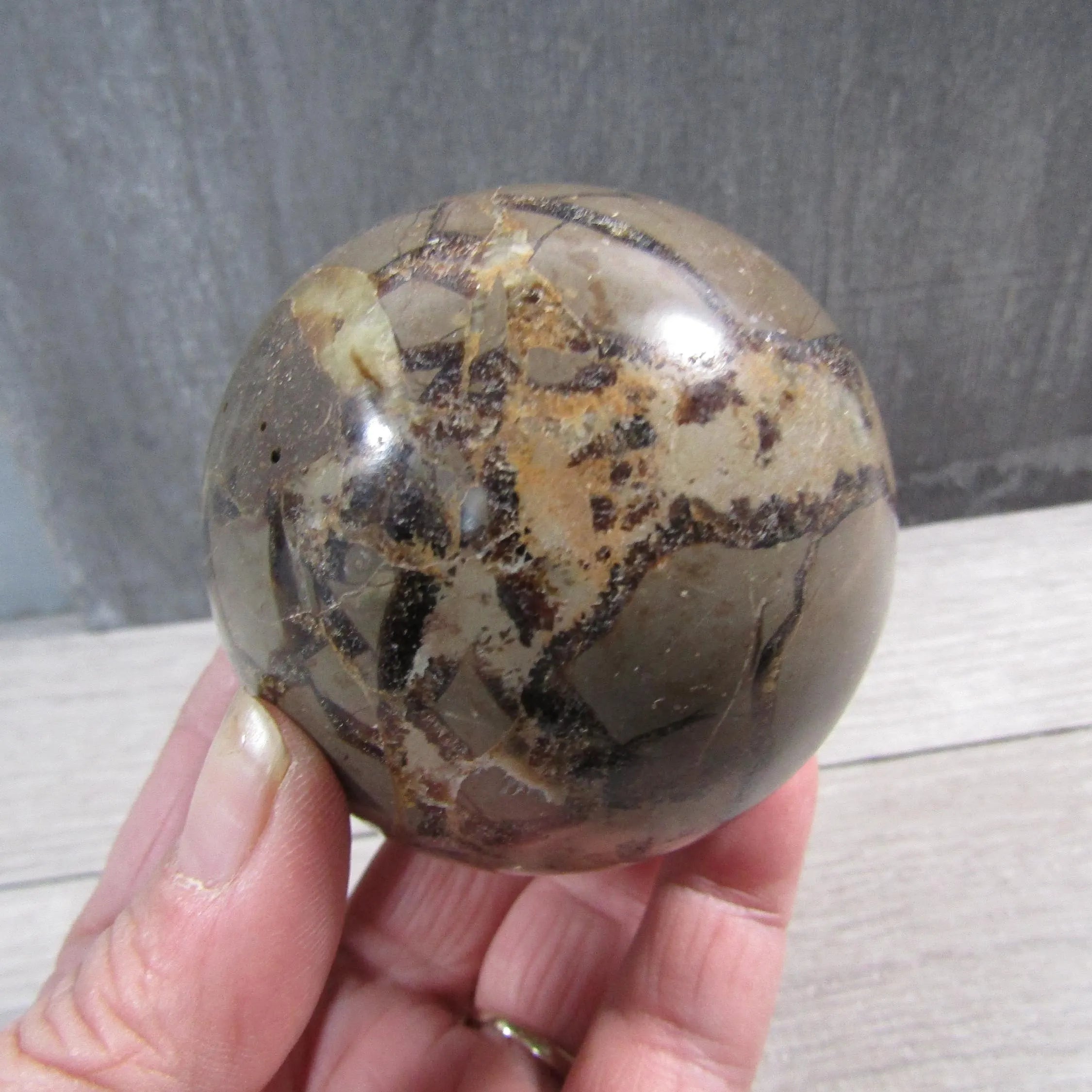 Septarian Nodule, Calcite Barite Sphere Large Display Size