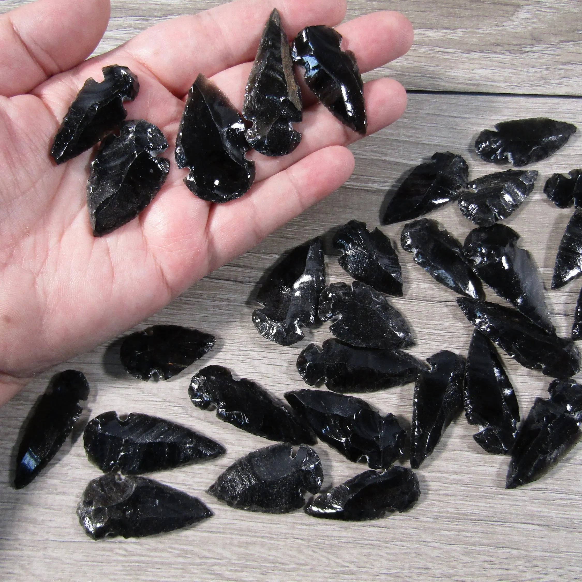 black obsidian arrowheads