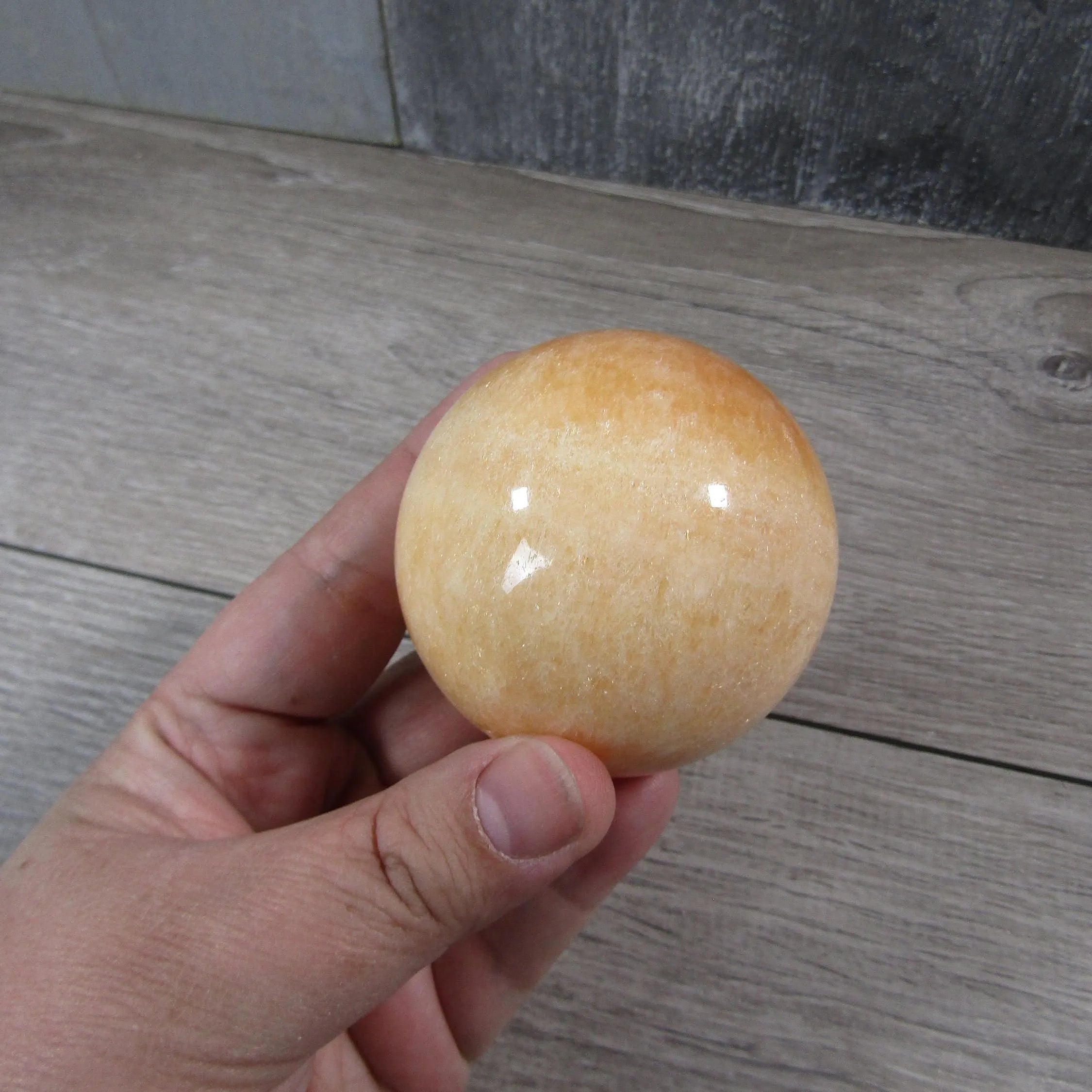 Orange Calcite Sphere Large Display Size