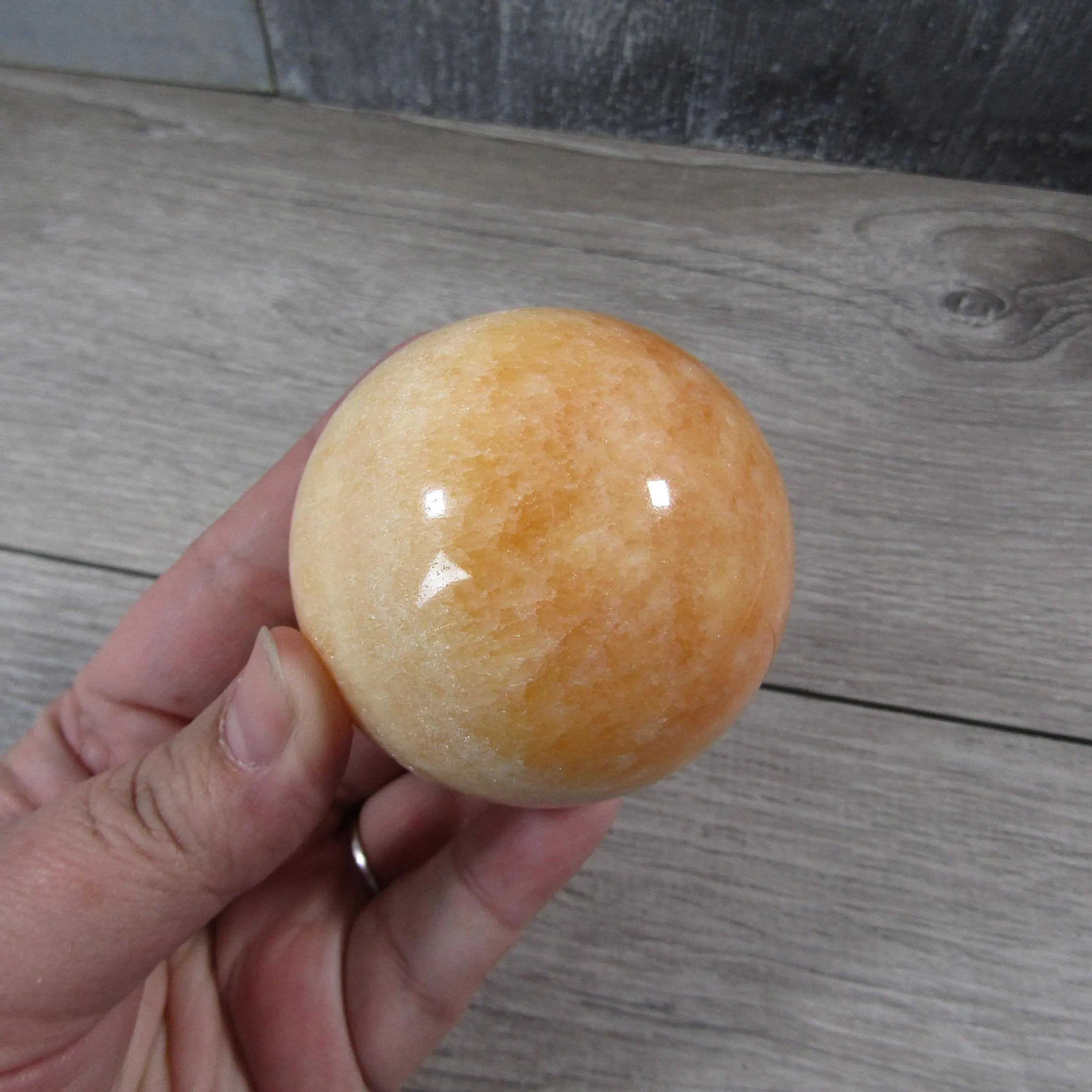 Orange Calcite Sphere Large Display Size