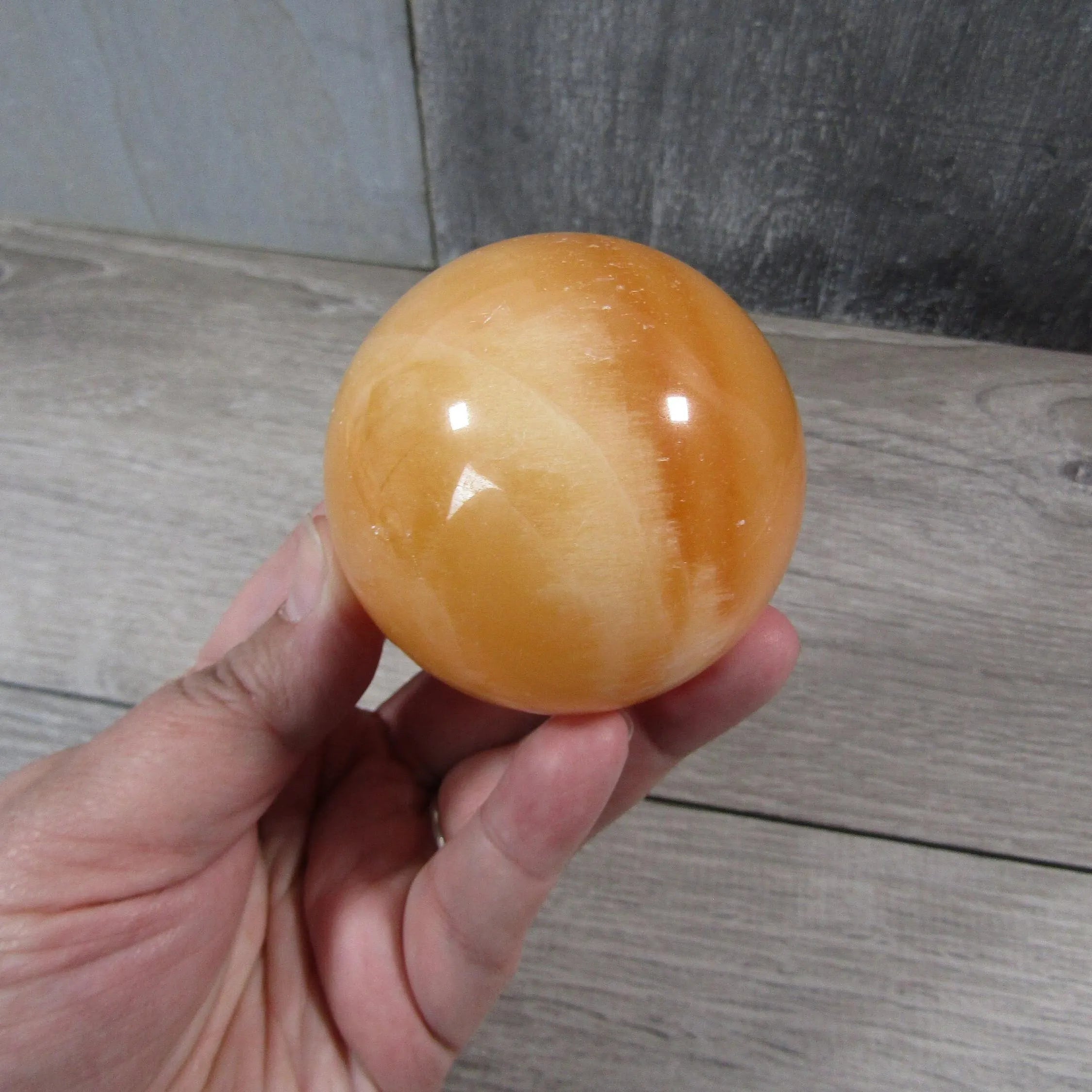 Orange Calcite Sphere Large Display Size